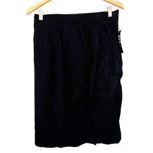 Vintage Miz Woman California Velvet Skirt Black Womens 1X Plus Black Knee Length